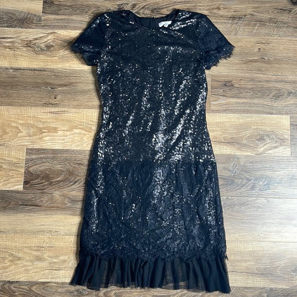 Dress the Population Sequin & Lace Overlay Dress